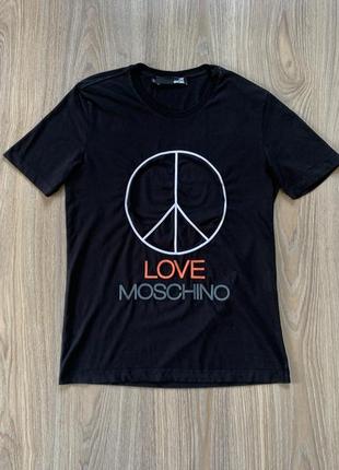 Мужская оригинальная хлопковая дизайнерская футболка с принтом peace by love moschino