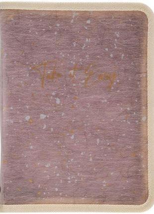 Папка об'ємна на блискавці "take it easy" пластик бежевий