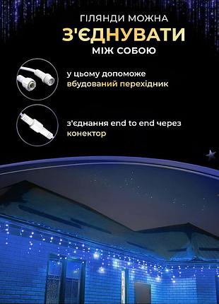 Вулична гірлянда бахрома 50 (м) 1500 led світлодіодів зовнішня синя білий дріт8 фото