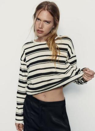Джемпер укорочений у смужку zara - s, m