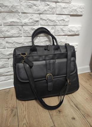 Luca bocelli чорний шкіряний портфель сумка для ноутбука 15,6" шкіряна