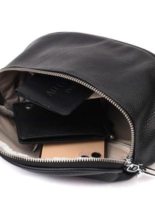 Оригинальная женская сумка через плечо из натуральной кожи 22122 vintage черная5 фото