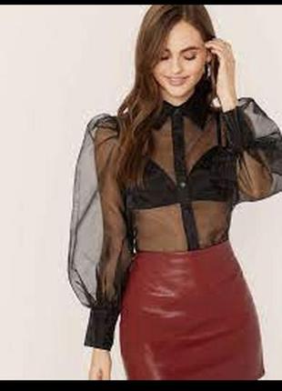 Черная блуза органза в стиле zara топ