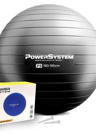 М'яч для фітнесу (фітбол) ø 75 см power system чорний (2000002722250)