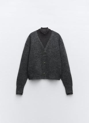 Трикотажный свитер с полупрозрачной вставкой от zara, размер xl3 фото