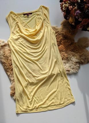 Базовая однотонная желтая майка на средних бретелях от tom tailor