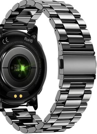 Металевий ремінець для smart watch 22 мм чорний сталевий матовий браслет для смарт-годинника kospet