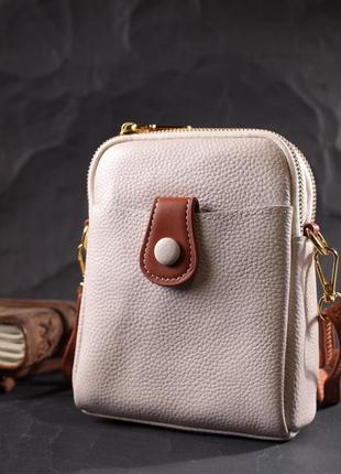 Стильна сумка-трапеція для жінок із натуральної шкіри vintage 22270 біла6 фото