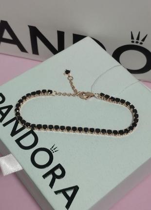 Тенісний браслет з кристалами в позолоті роуз