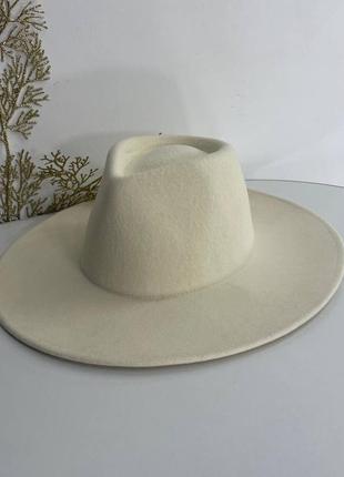 Шерстяная шляпа федора унисекс с устойчивыми полями молочный дефект