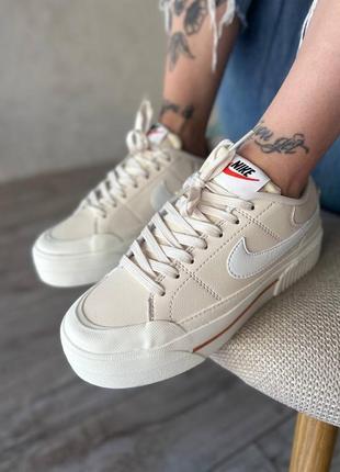 Nike court legacy lift beige white