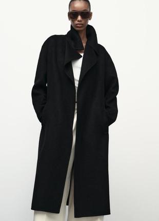 Пальто zara чорне пальто з вовною zara3 фото