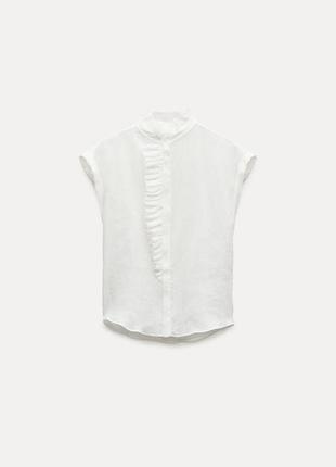 Рубашка zw collection со 100% рами и воланами5 фото