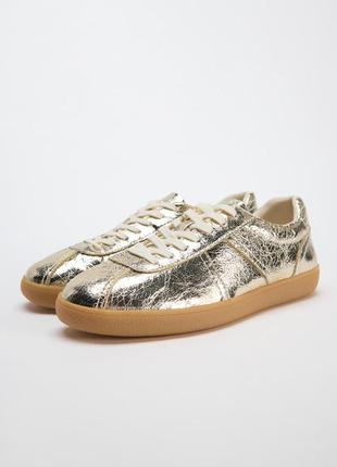 Кроссовки женские металлизированные zara new