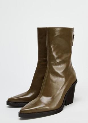Кожаные коричневые ботинки женские zara new