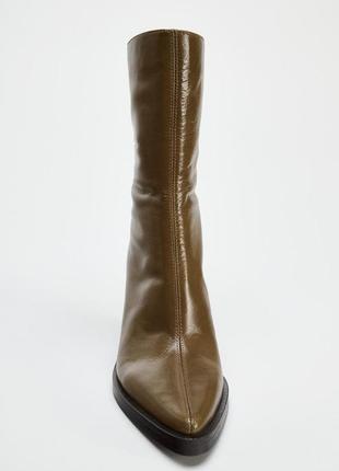 Кожаные коричневые ботинки женские zara new4 фото