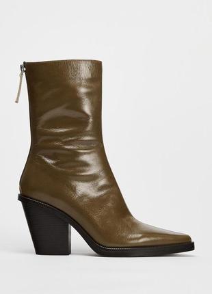 Кожаные коричневые ботинки женские zara new5 фото