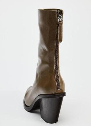Кожаные коричневые ботинки женские zara new3 фото