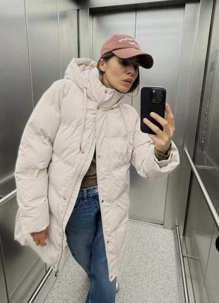 Zara ветро и водозащитная дутая куртка-анорак с капюшоном