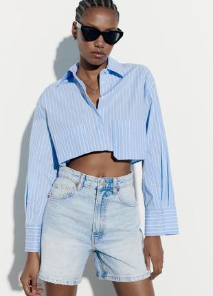 Сорочка zara вкорочена в полоску