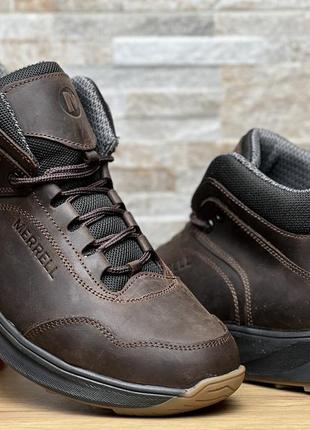 Кроссовки термо мужские кожаные merrell urban gore-tex brown