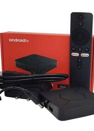 Медіаплеєр q5 atv android 10.0 os 4k smart tv box allwinner h313 wifi2.4g/5g bt 2gb 8gb atv голосовий пульт тм