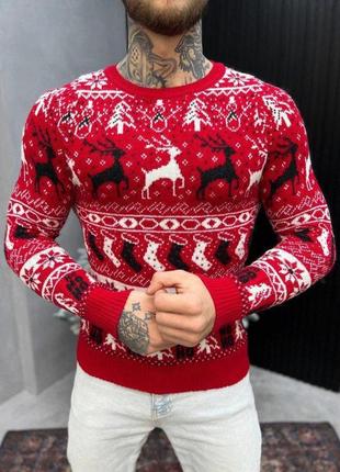 Новогодний свитер вязаный  deer red вт4643