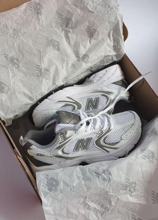 Кожаные кроссовки new balance 530 premium white grey•