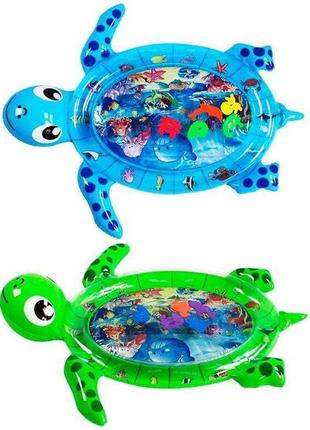 Килимок водний, розвиваючий коврик, 2 кольори, 100х84х8 см, фігурки морських жителів, в пакеті