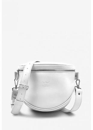 Кожаная сумка поясная-кроссбоди vacation белая краст