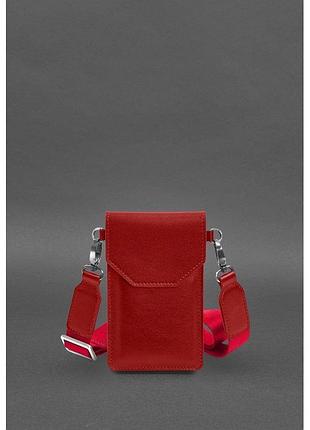 Шкіряна сумка-чохол для телефону червона