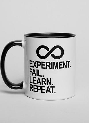 Чашка "experiment fail learn repeat", чорний, англійська, 330 мл