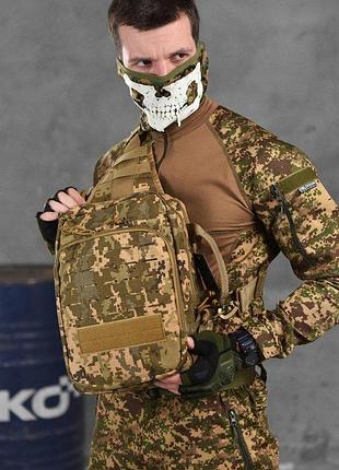 Сумка черная через плечо тактическая с одной лямкой silver knight 8 л pixel вт1065