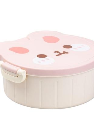 Ланч-бокс детский со столовыми приборами rabbit 18*18*7 см, белый