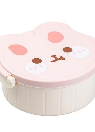 Ланч-бокс детский со столовыми приборами rabbit 18*18*7 см, белый