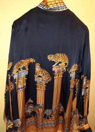 100% шовкова сорочка леопард та грецький меандр4 фото