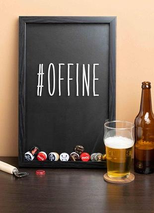 Рамка копілка "#offine" для кришок, чорний, англійська