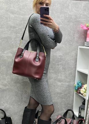Женская стильная и качественная сумка из искусственной кожи черная5 фото