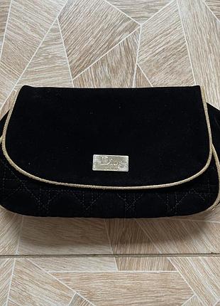 Косметичка archive rare vintage designer christian dior parfums hand velour nylon bag black
