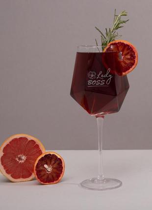 Бокал бриллиант "lady boss" на ножке, английский, крафтовая коробка