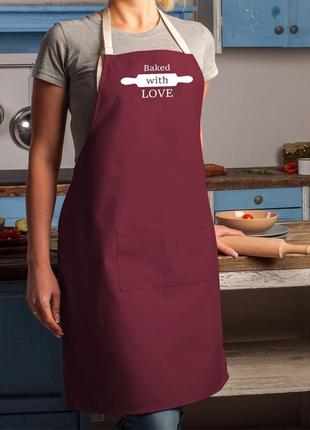 Фартух "baked love", бургунді, англійська