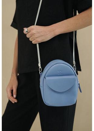 Шкіряна жіноча мінісумка kroha блакитний крат