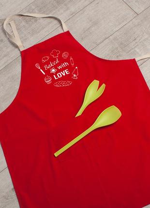 Фартух "baked with love 75х51 см frt_19n015", червоний, англійська