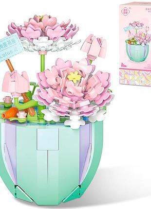 3d конструктор набор строительных блоков yz 2084 цветочный конструктор лотос 312 деталей