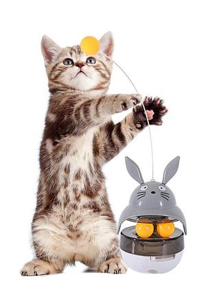 Игрушка dt-653 неваляшка зайчик для котов с шариками и кормушкой