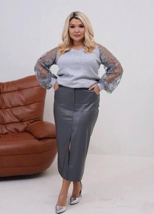 Супер стильные кожаная юбка на флісовій  основі  размер 50-52,54-56,58-60