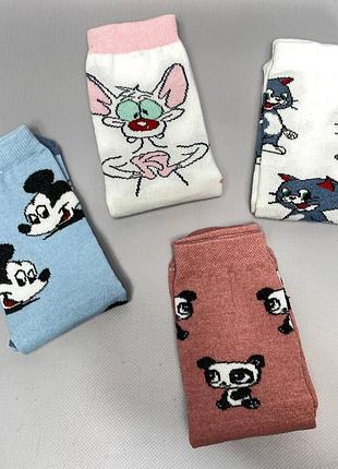 Комплект жіночих високих мультяшних шкарпеток 4 пари 36-41 р