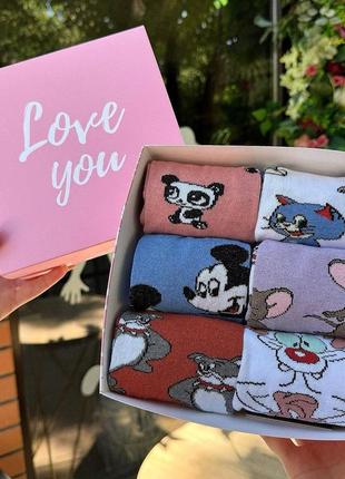 Бокс жіночих подарункових шкарпеток 36-41 на 6 пар