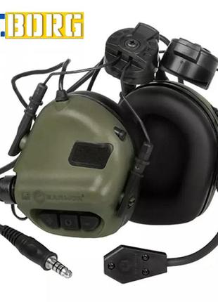 Тактичні навушники earmor m32н olive з кріпленням
