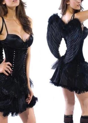 Черные крылья демона с перьями resteq. черные крылья ангела перьевые